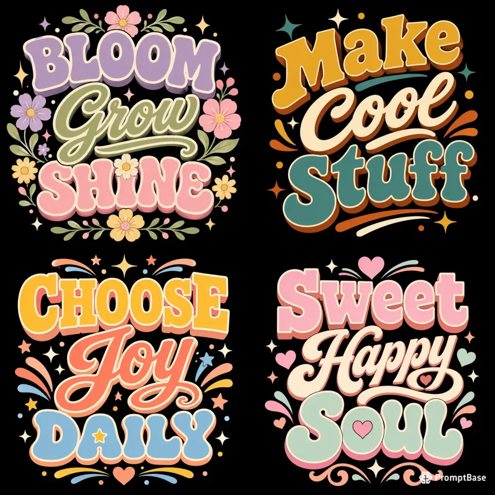 Three Word Retro Typography Tshirts