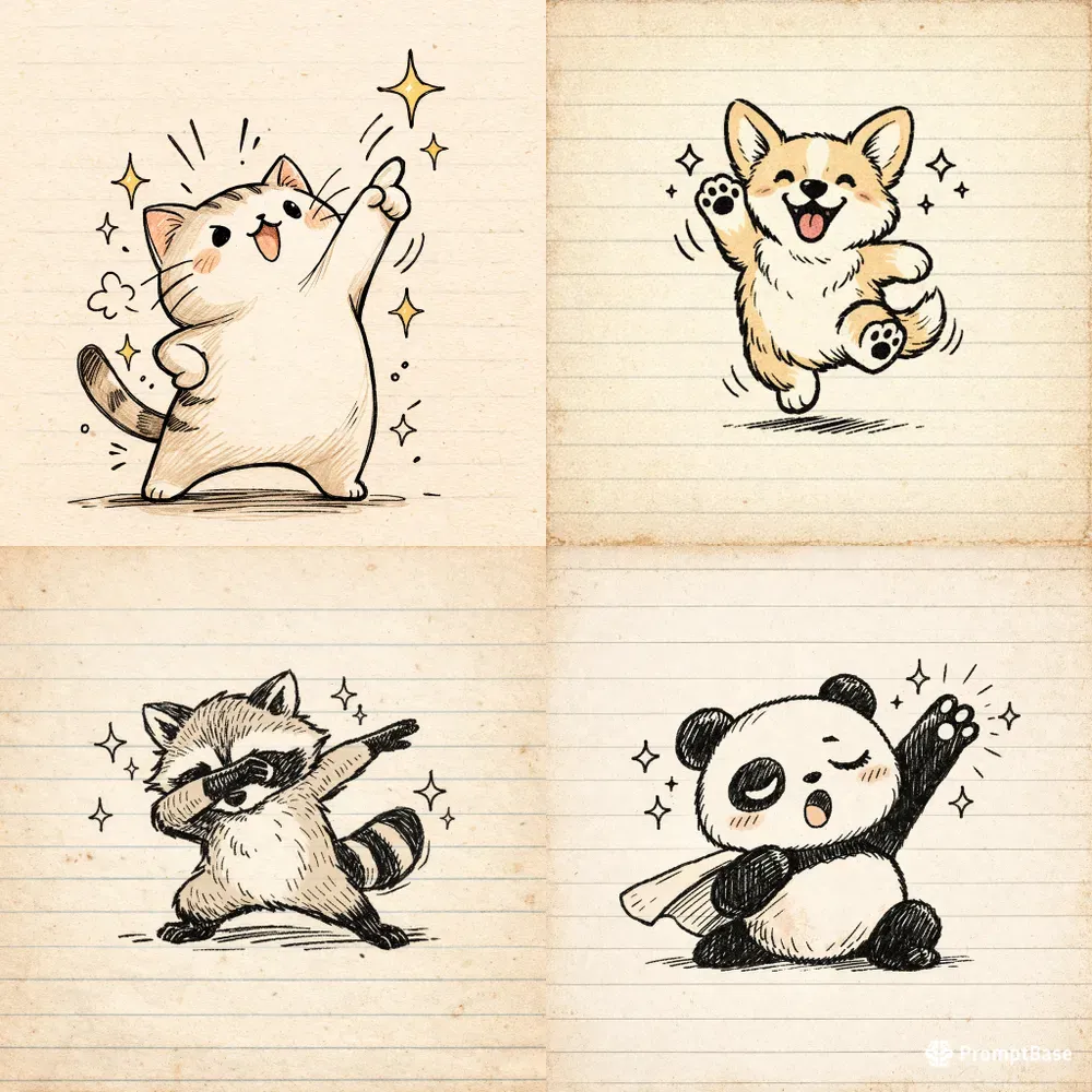 Raccoon Dab Dance Doodle Fun