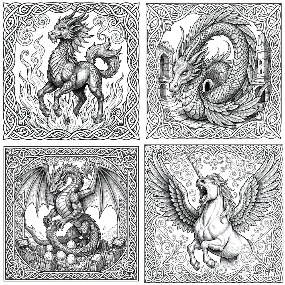 Mythical Creatures Advanced Line Art