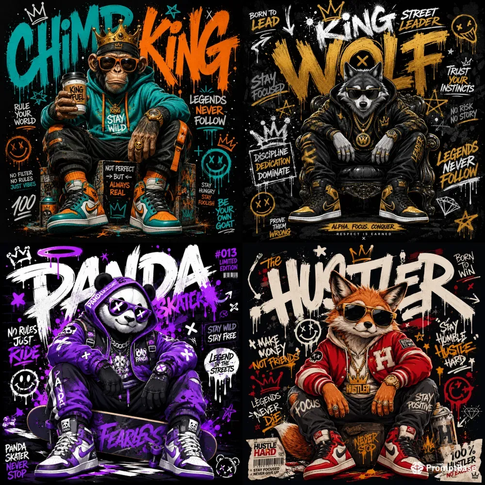 Stay Wild Urban Streetwear Characters