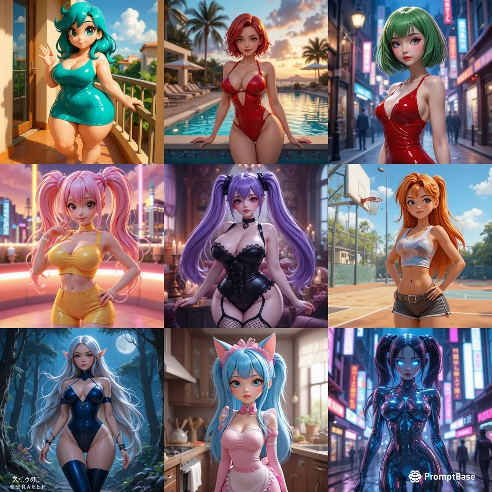 Curvy Beauties Glossy Anime Realism