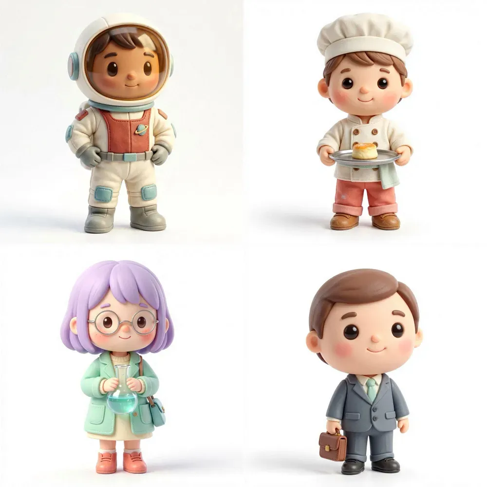 3D Cute Chibi Character Illustrations