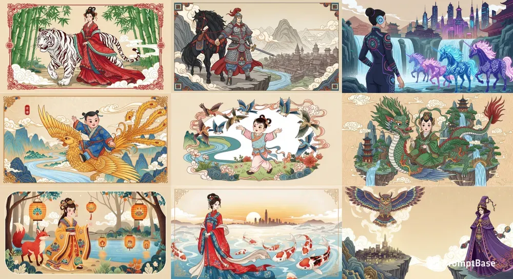 Elegant Folk Art Scenes