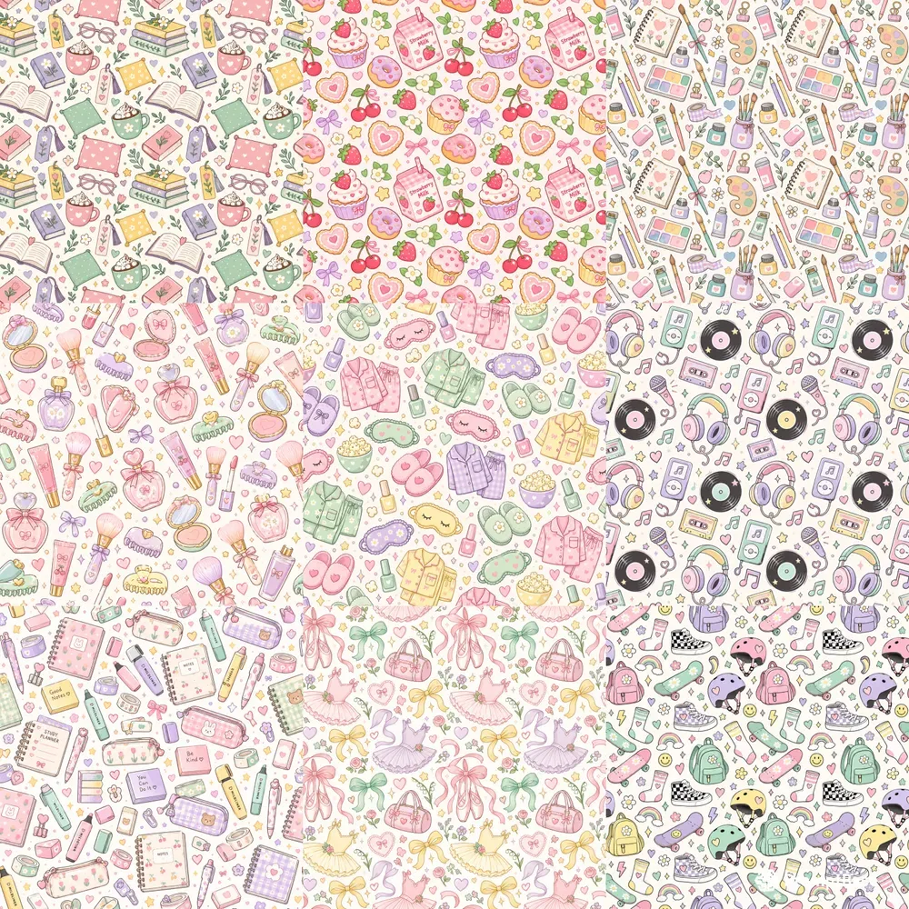 Cute Teenage Girl Seamless Patterns