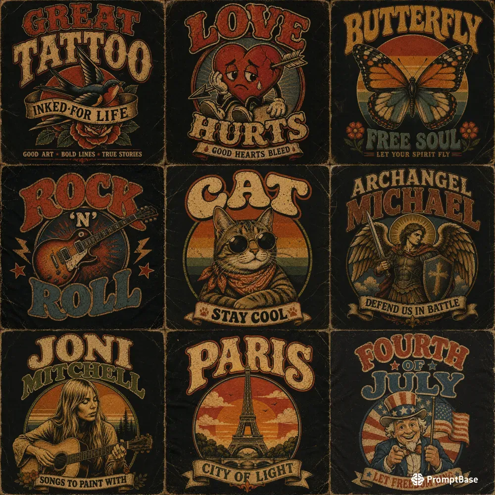 Vintage Retro Grungy Tees