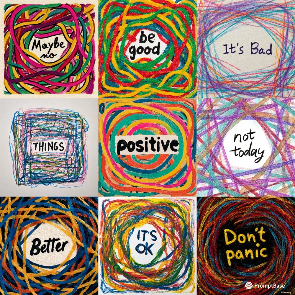 Childlike Crayon Drawings With Text