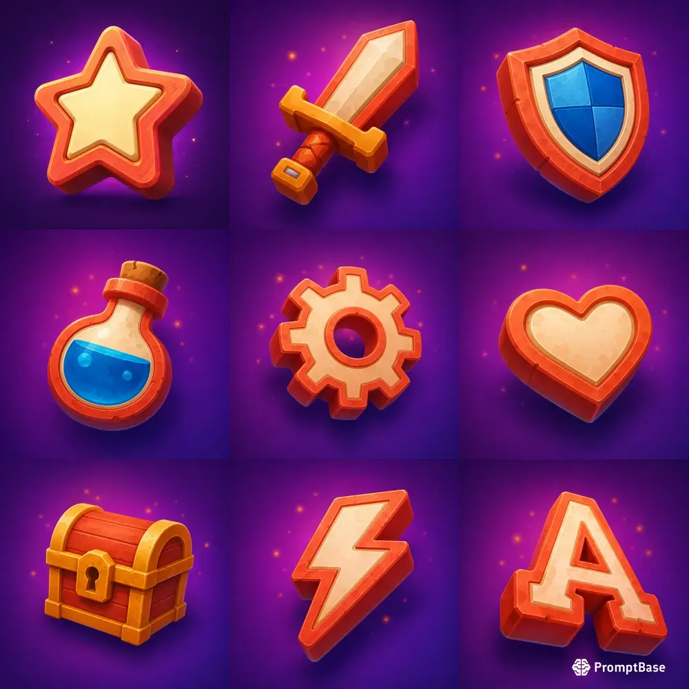 Chunky 3D Game Icons