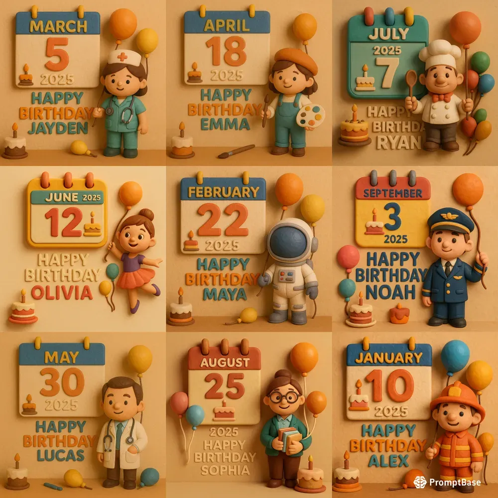 Charming 3d Clay Birthday Scenes