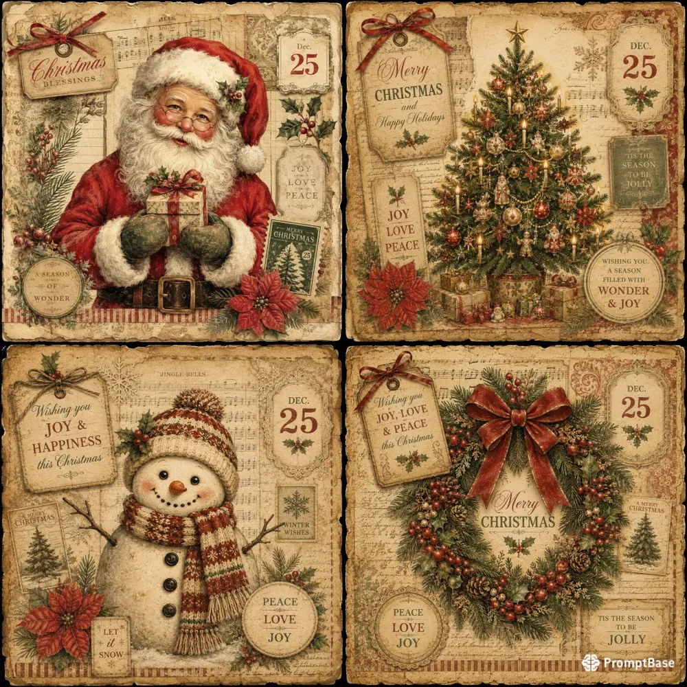 Vintage Christmas Journal Card Art