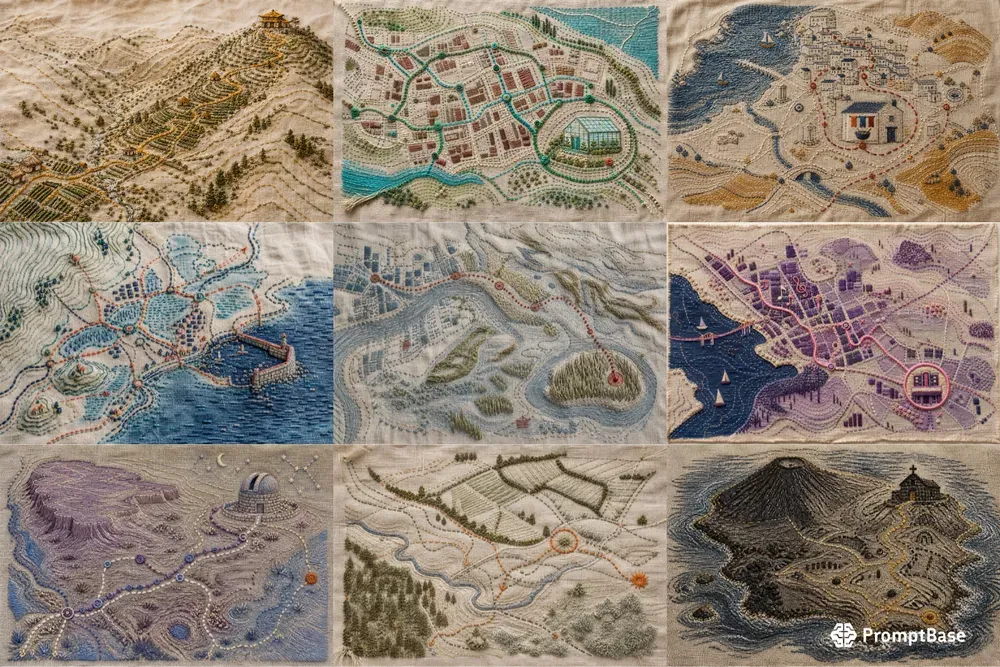 Embroidered Topographic Story Maps