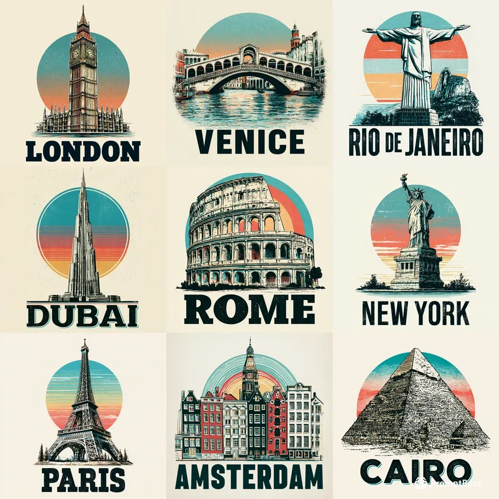 Retro Landmark Travel Poster Designs