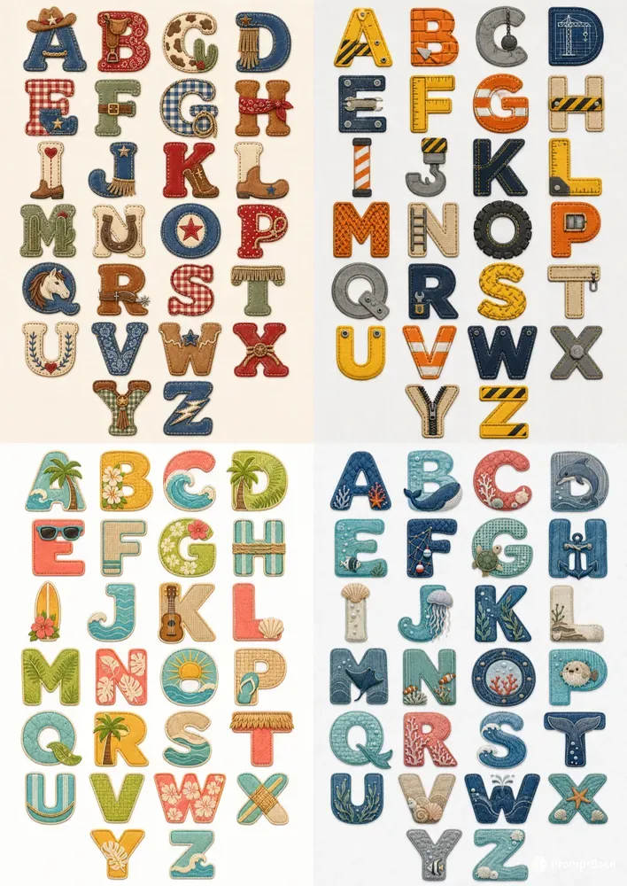 Embroidery Alphabet Design Sheets