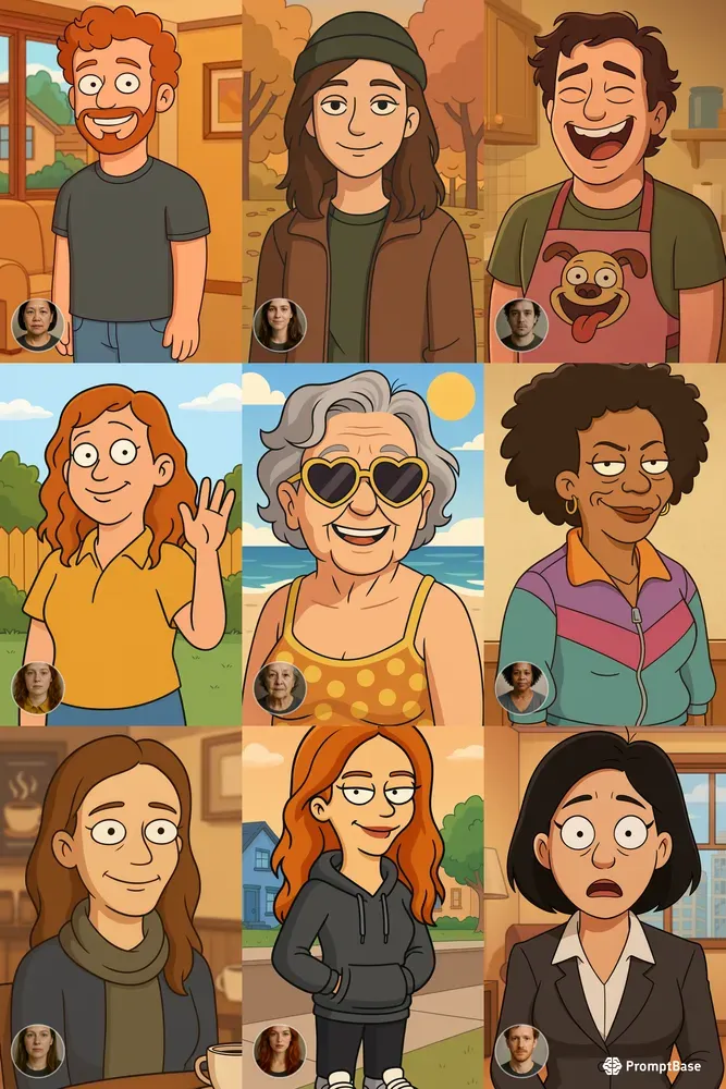 Cartoon Sitcom Character Portraits