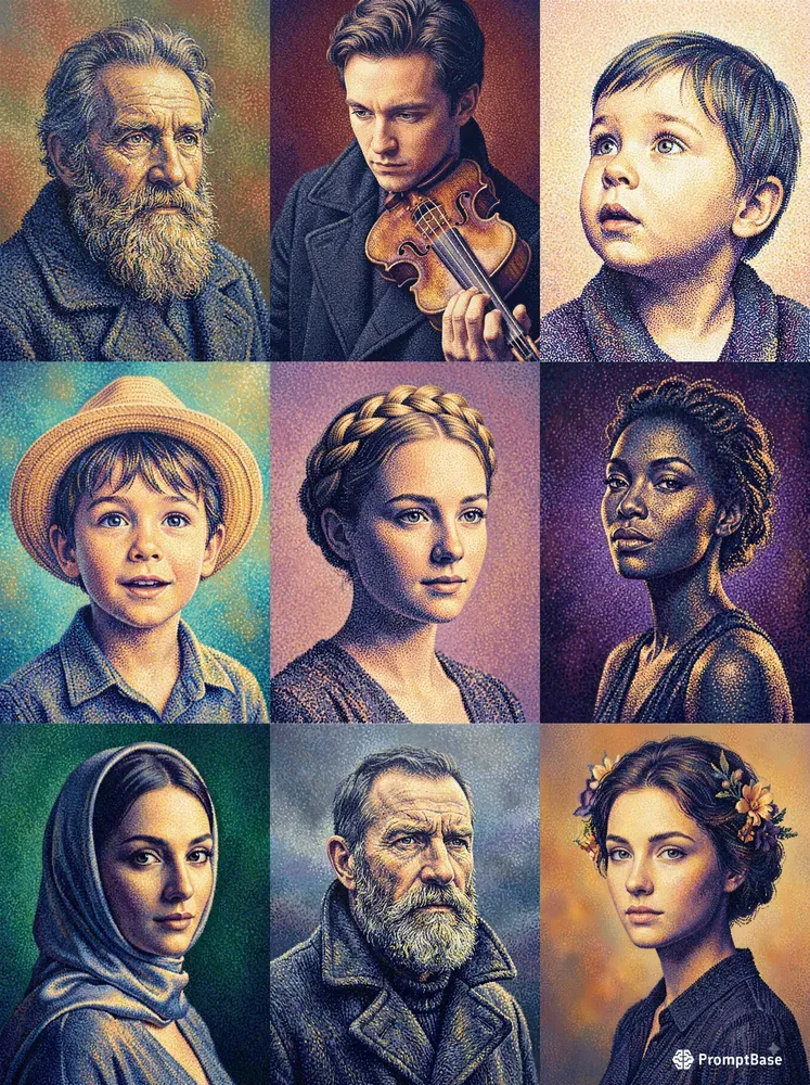 Neoimpressionist Pointillist Portraits