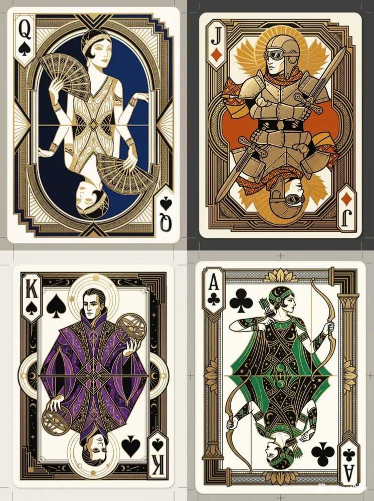 Art Deco Luxury Playing Card Faces
