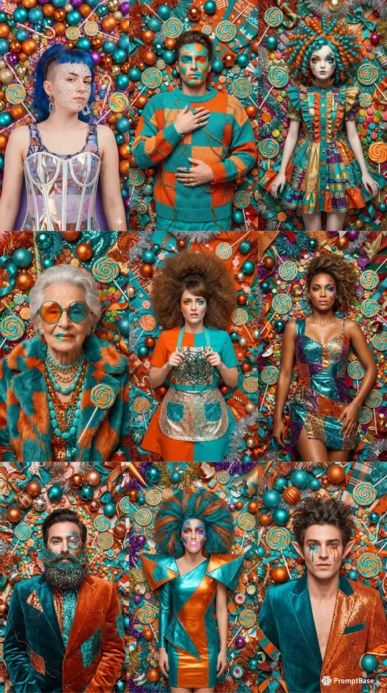 Glitchy Glam Christmas Fashion Portraits