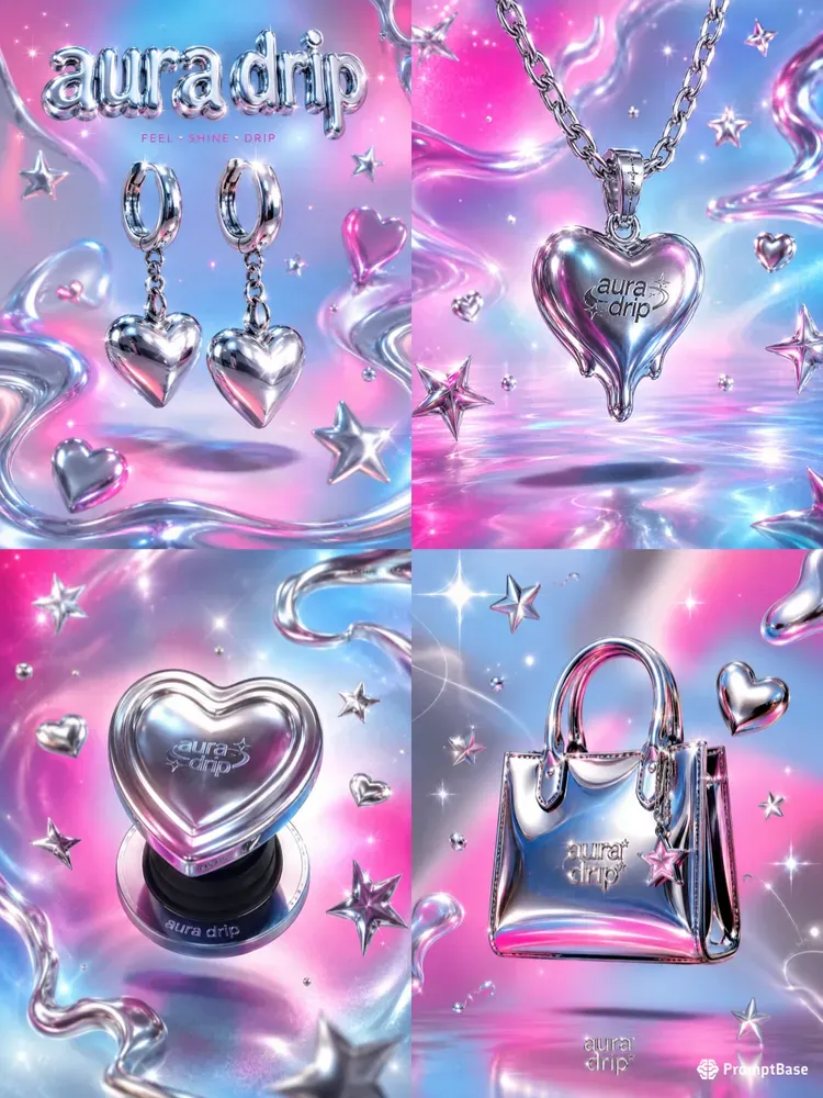 Gen Z Viral Y2k Chrome 3D Product Renders