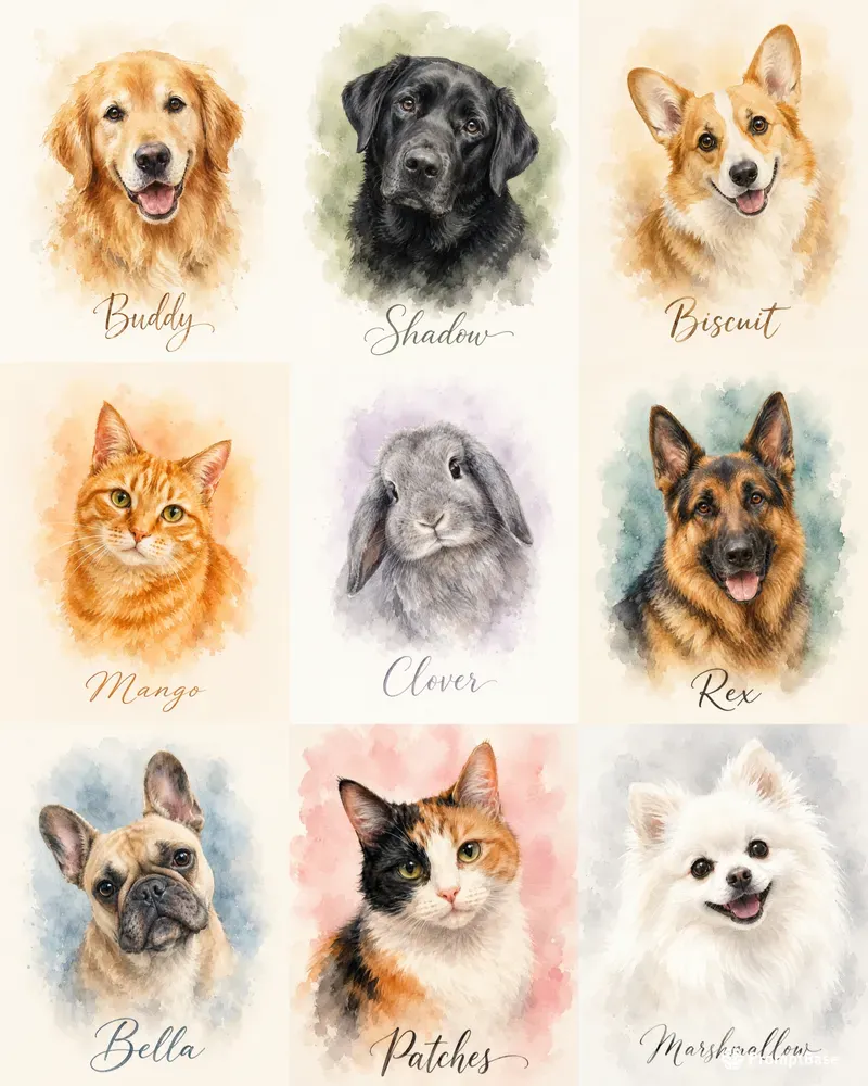 Watercolor Pet Portrait Prints