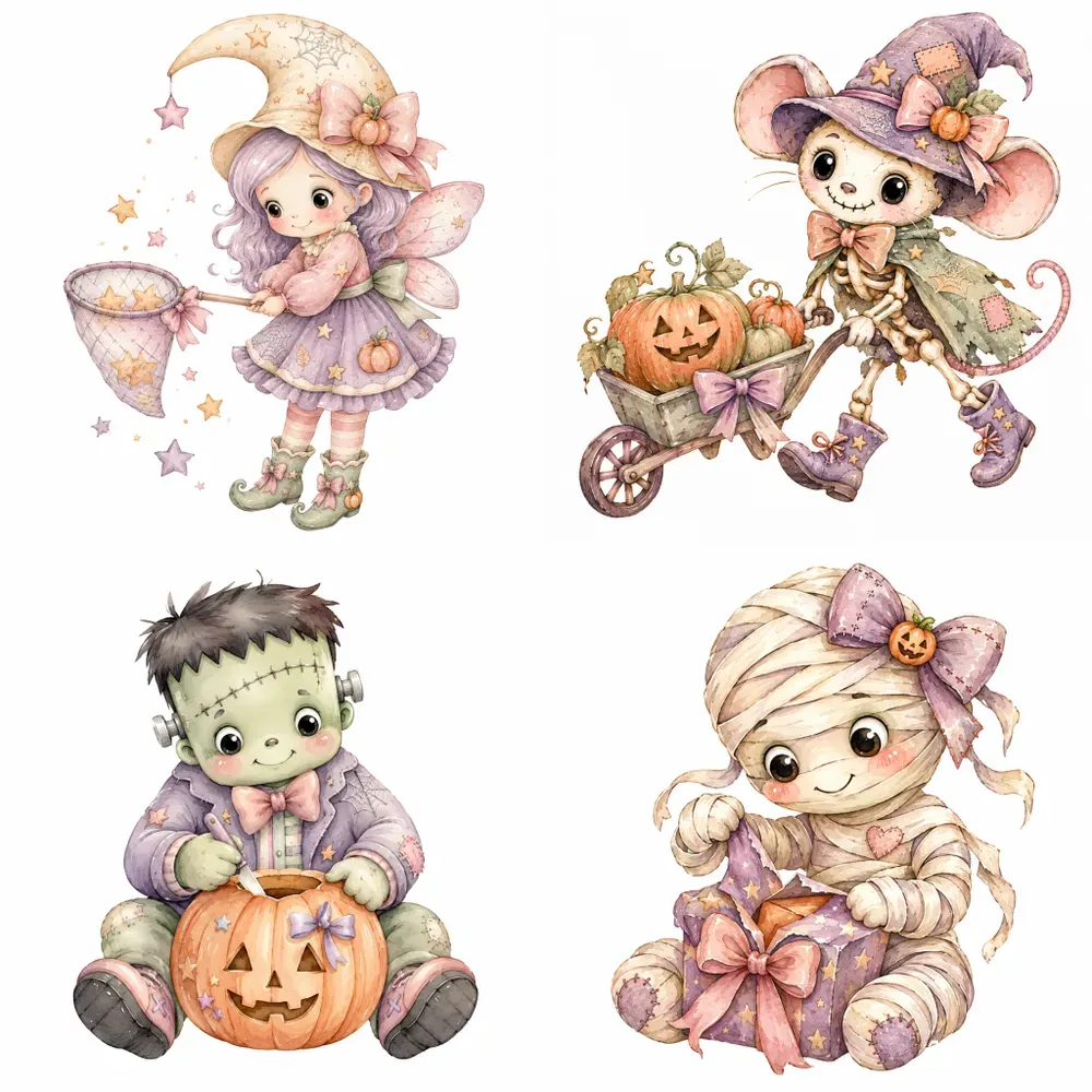 Shabby Pastel Halloween Creatures