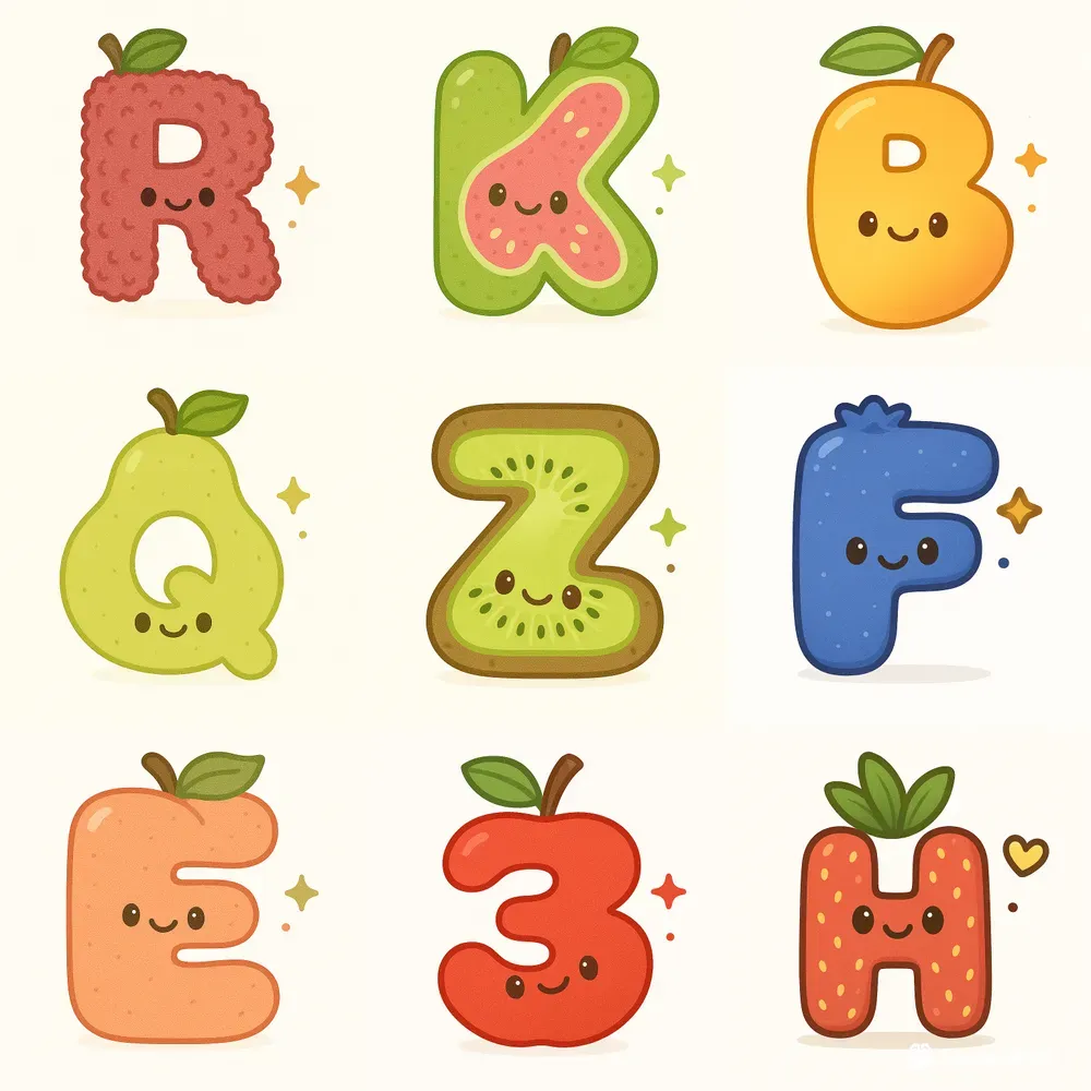 Playful Fruit Letters And Numbers Art