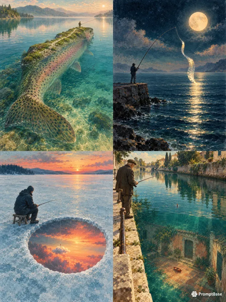 Surreal Fishing Dreamscape Art Prints