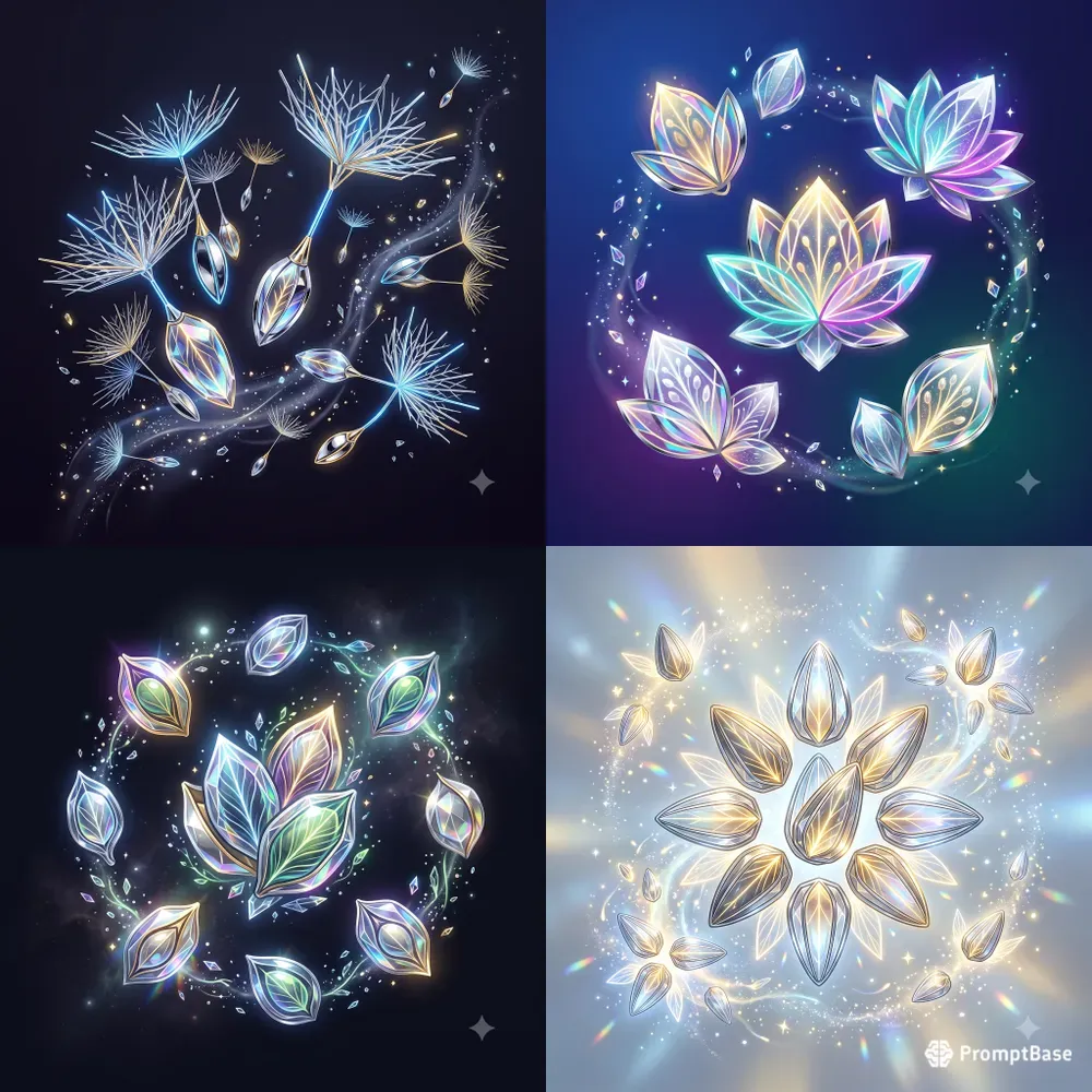 Neon Floating Crystal Seed Emblems