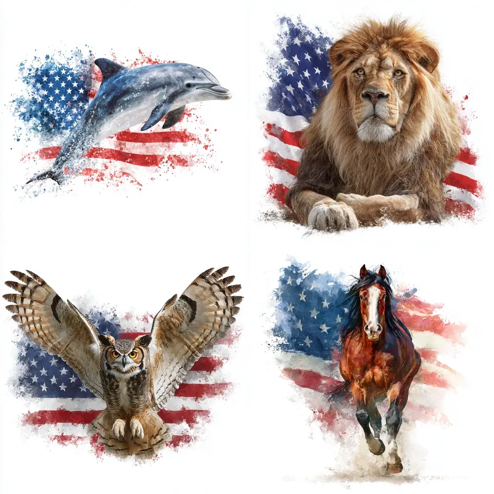 Patriotic American Flag Animal Art