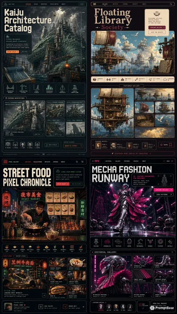 Pixel Art Editorial Gallery Landing Pages