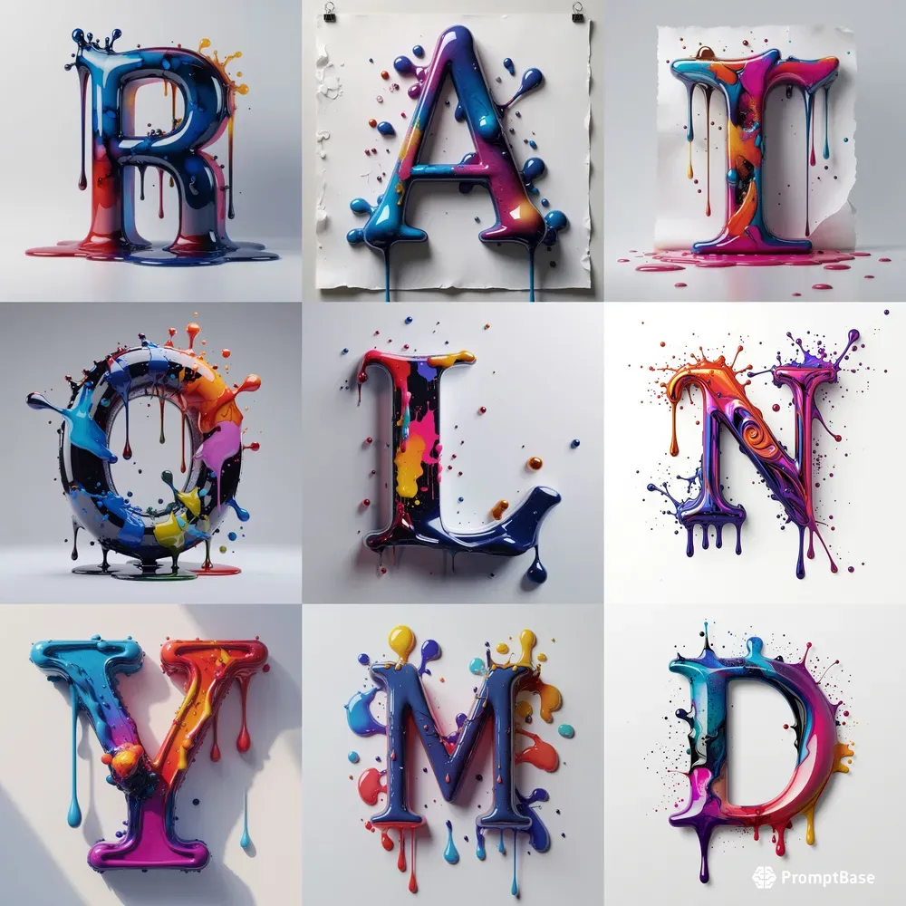 3D Ink Splash Alphabets