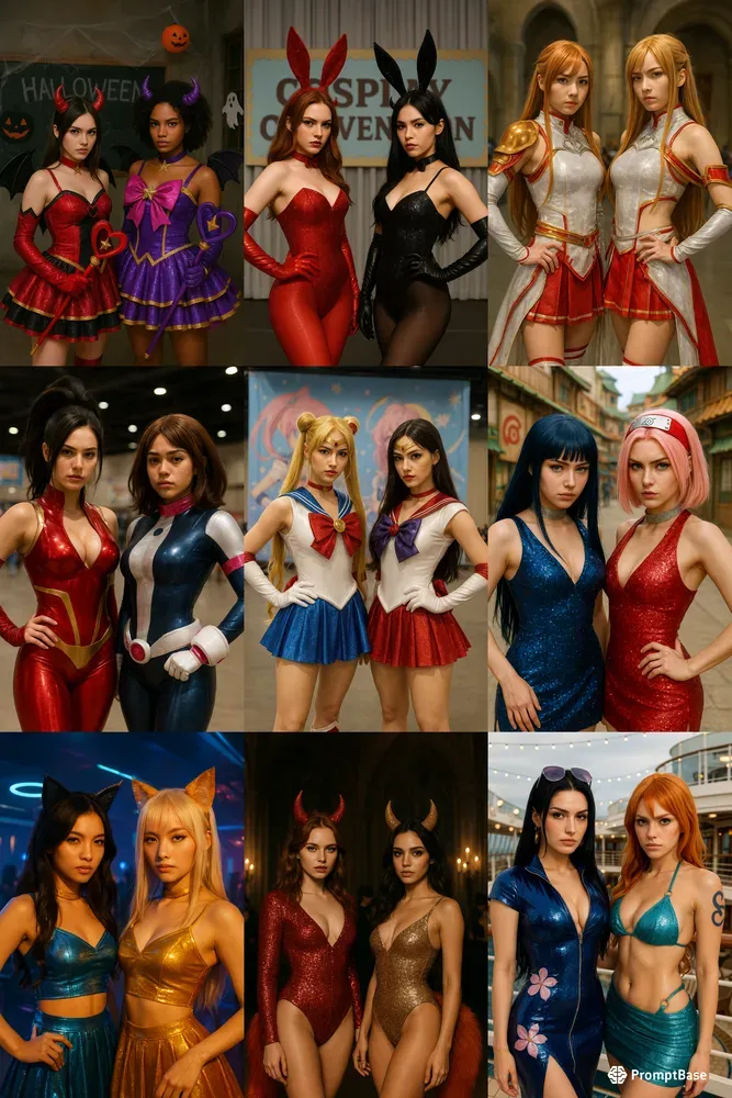 Glam Cosplay Girls Duos