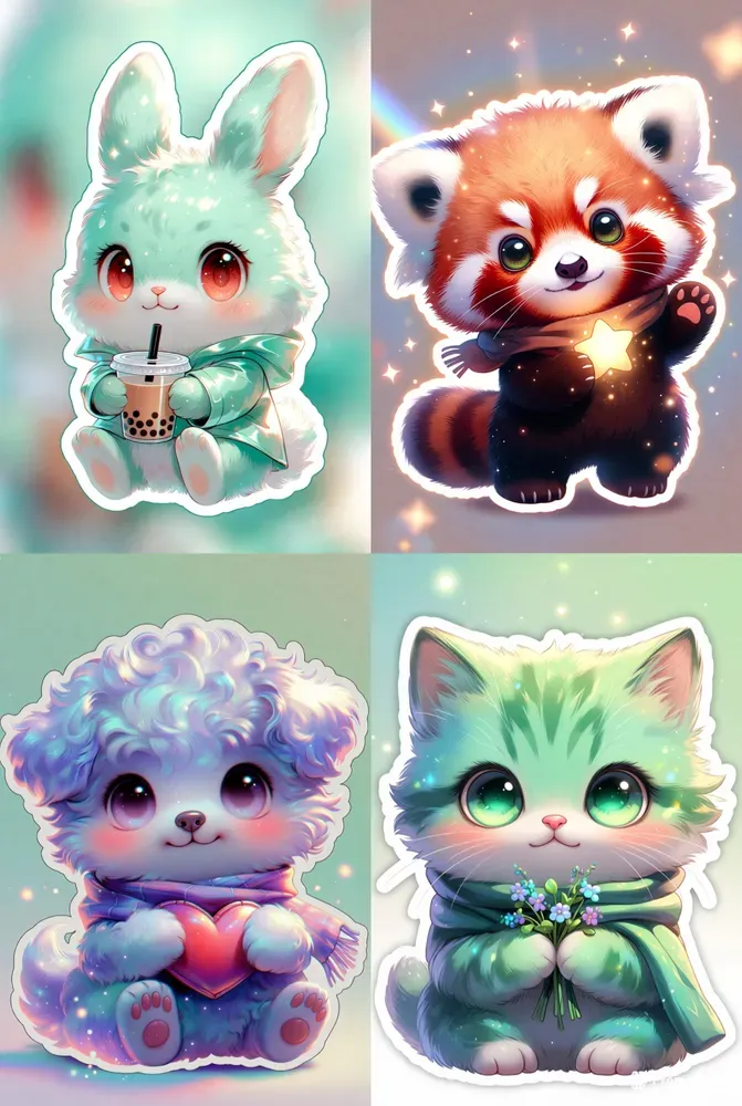 Kawaii Chibi Animal Sticker Generator