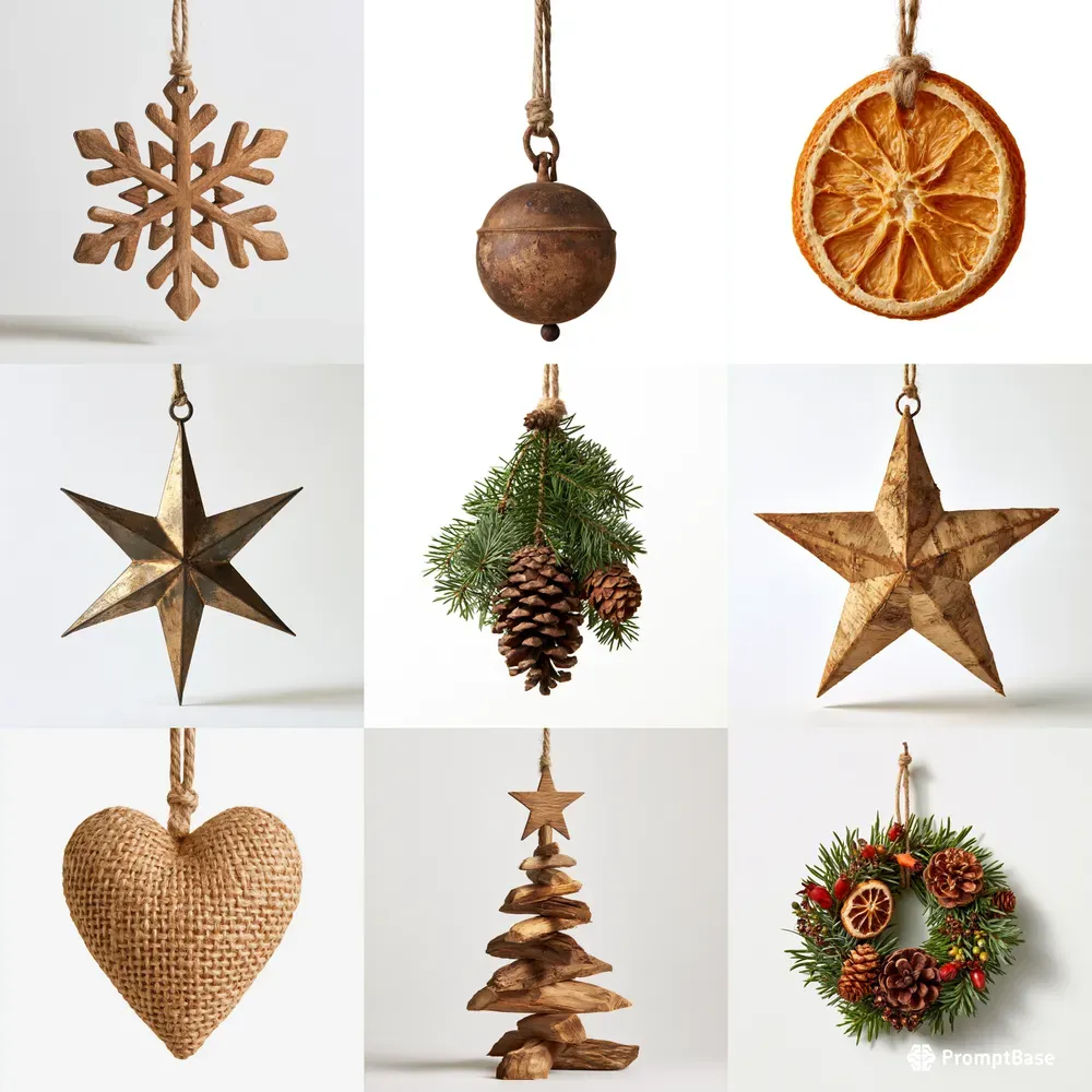 Rustic Christmas Ornament Clipart Sets