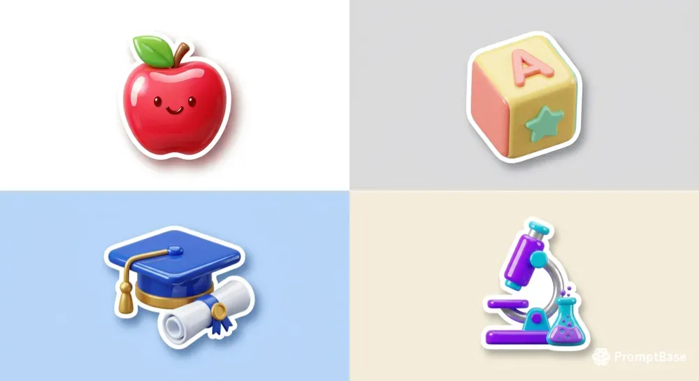 3D Worksheet Sticker Elements