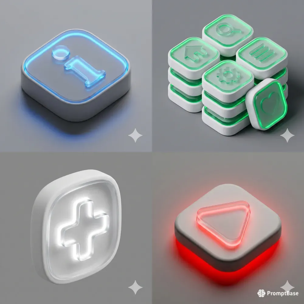 3D Glass Essential Web Icons UI Kits