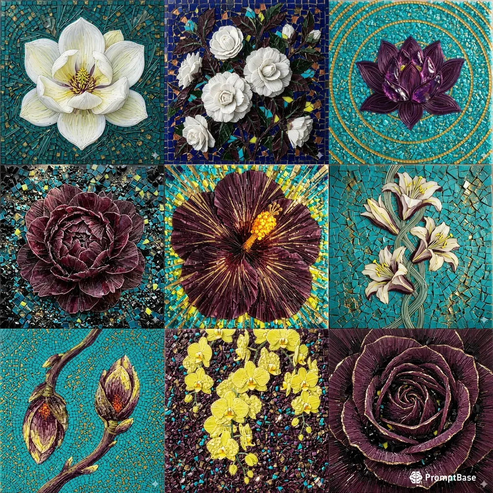 Botanical Micromosaic Smalti Glass Art