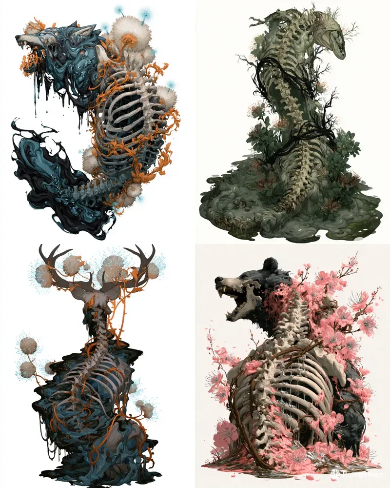 Dark Fantasy Animal Skeletal Vectorprints