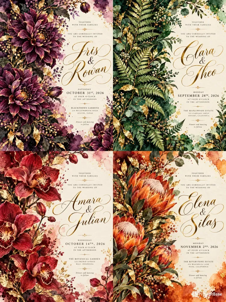 Luxury Moody Autumn Wedding Invitations