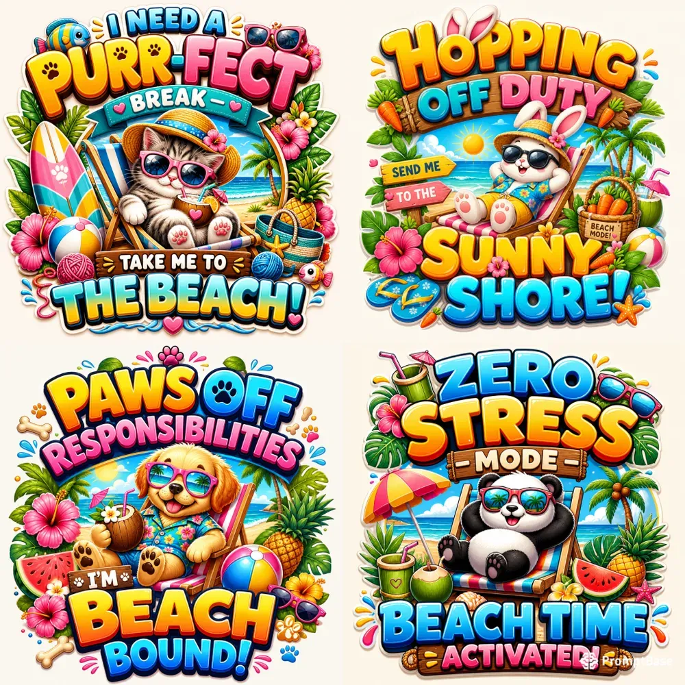Cute Baby Animal Beach Vibes Tshirts