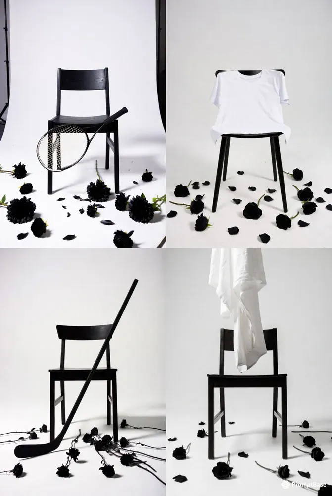 Dark Wood Chairs With Black Florals