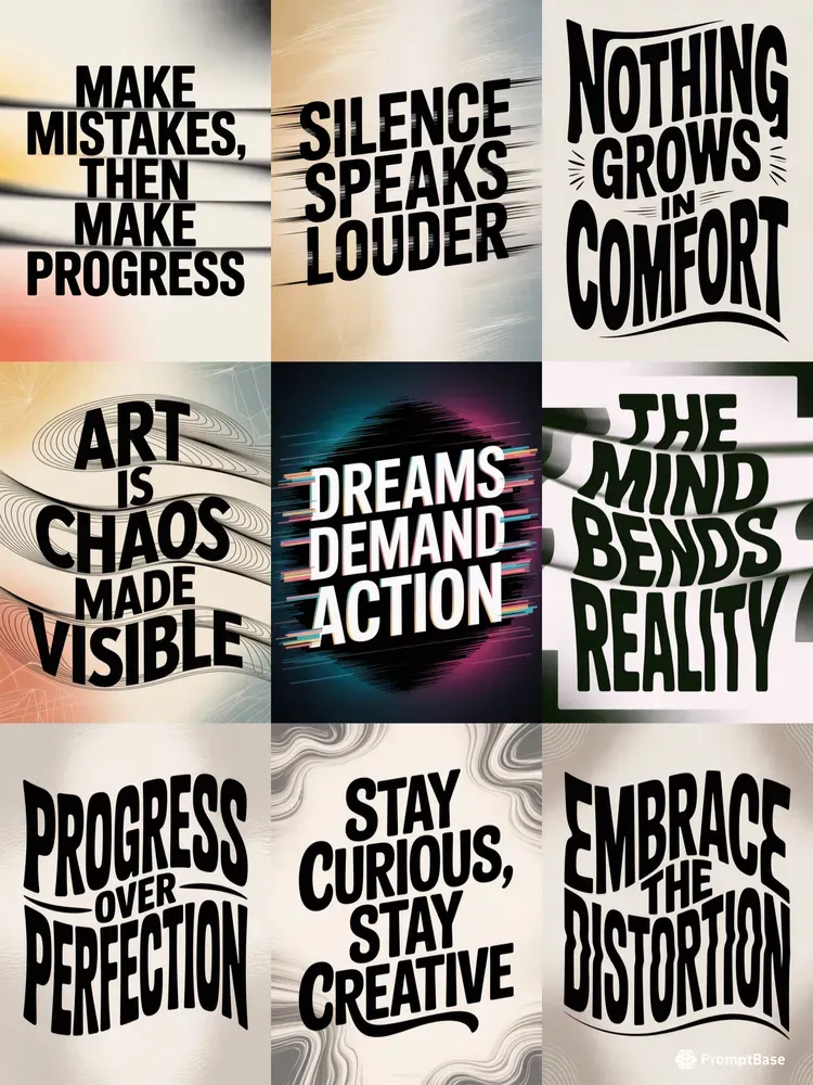 Distorted Quote Typography Posters Art