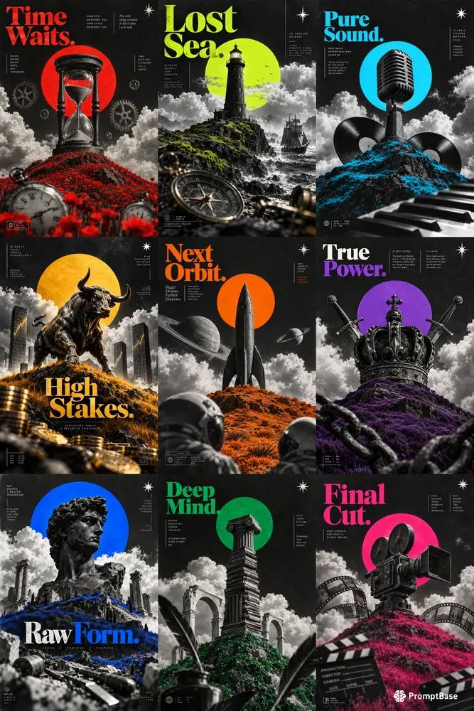 Surreal Monochrome Accent Posters