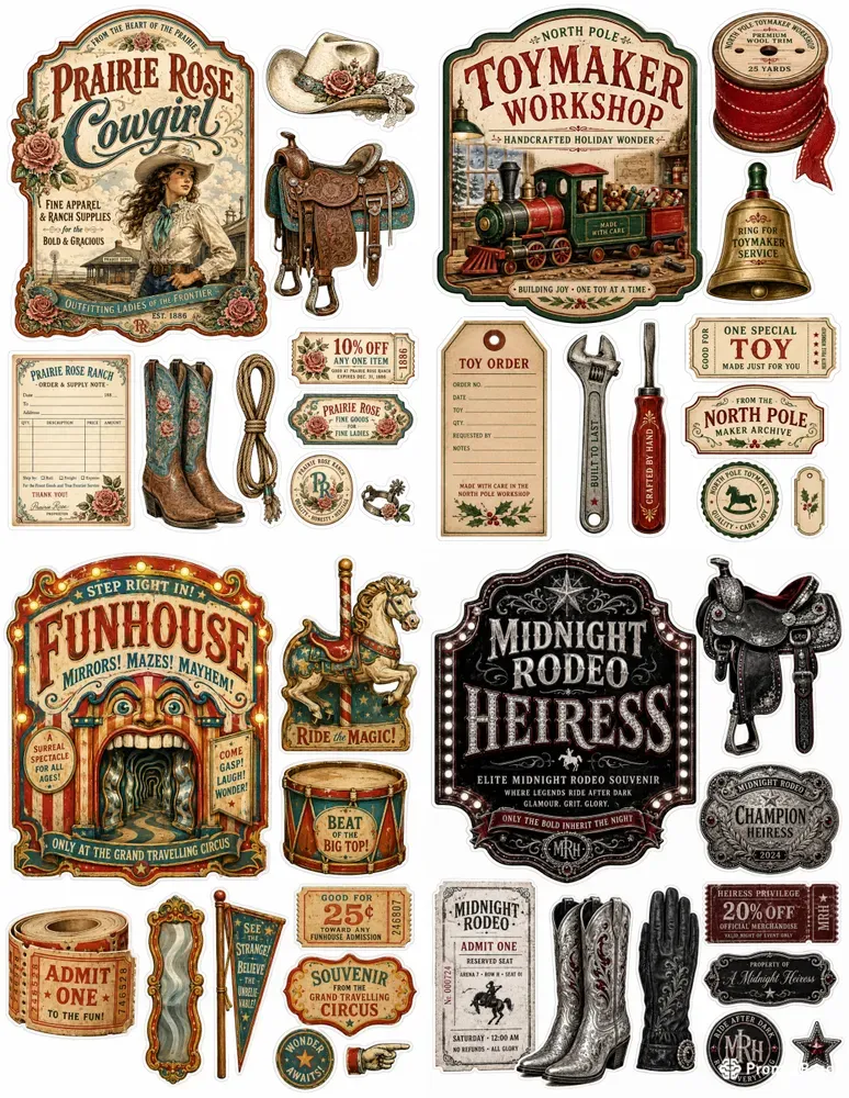 Cowgirl Advertising Ephemera Sheets