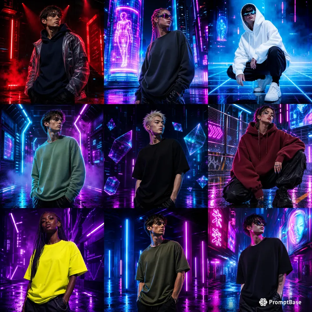Cyberpunk Neon Apparel Model Mockups