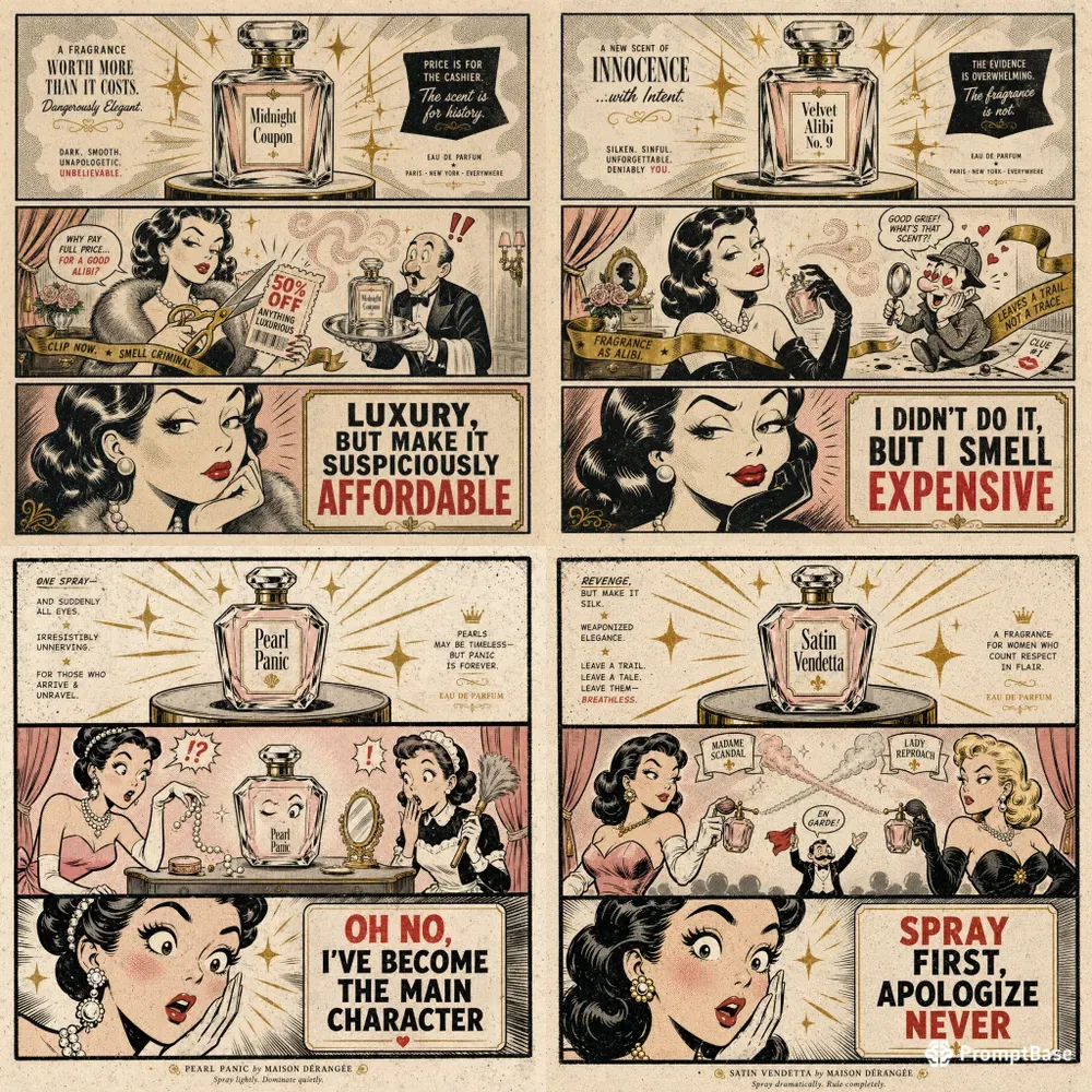 Luxury Comic Perfume Meme Ads