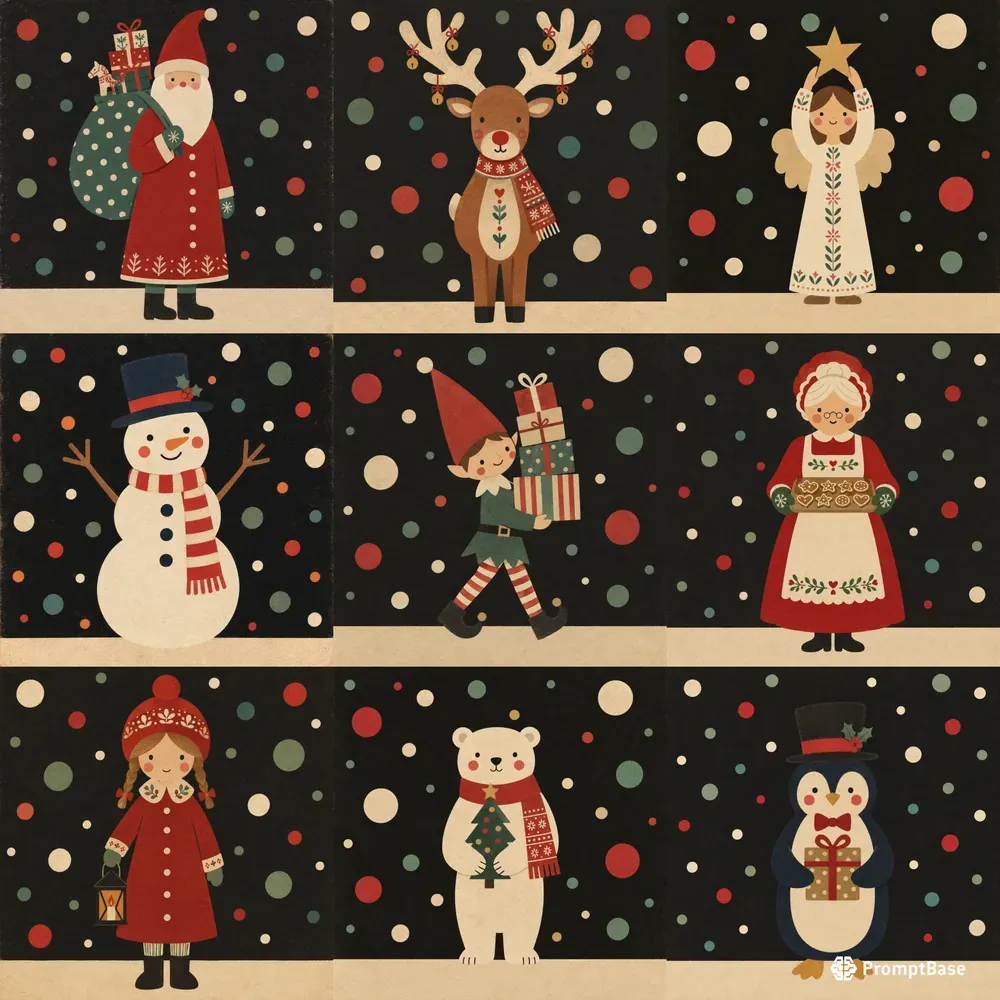 Flat Nordic Folk Christmas Illustrations