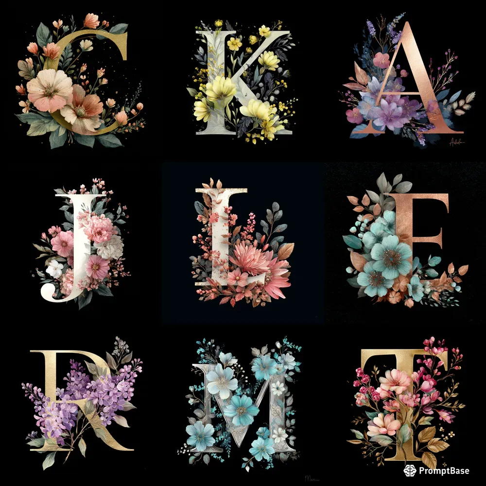 Elegant Floral Monogram Logos