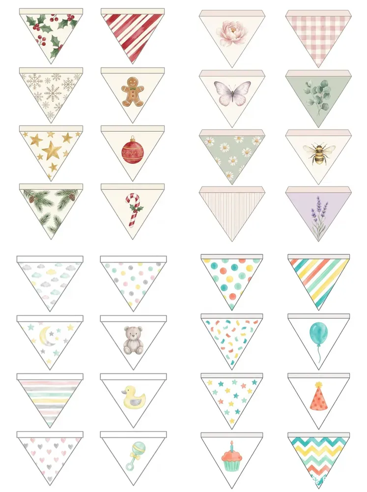 Watercolor Party Bunting Sheets
