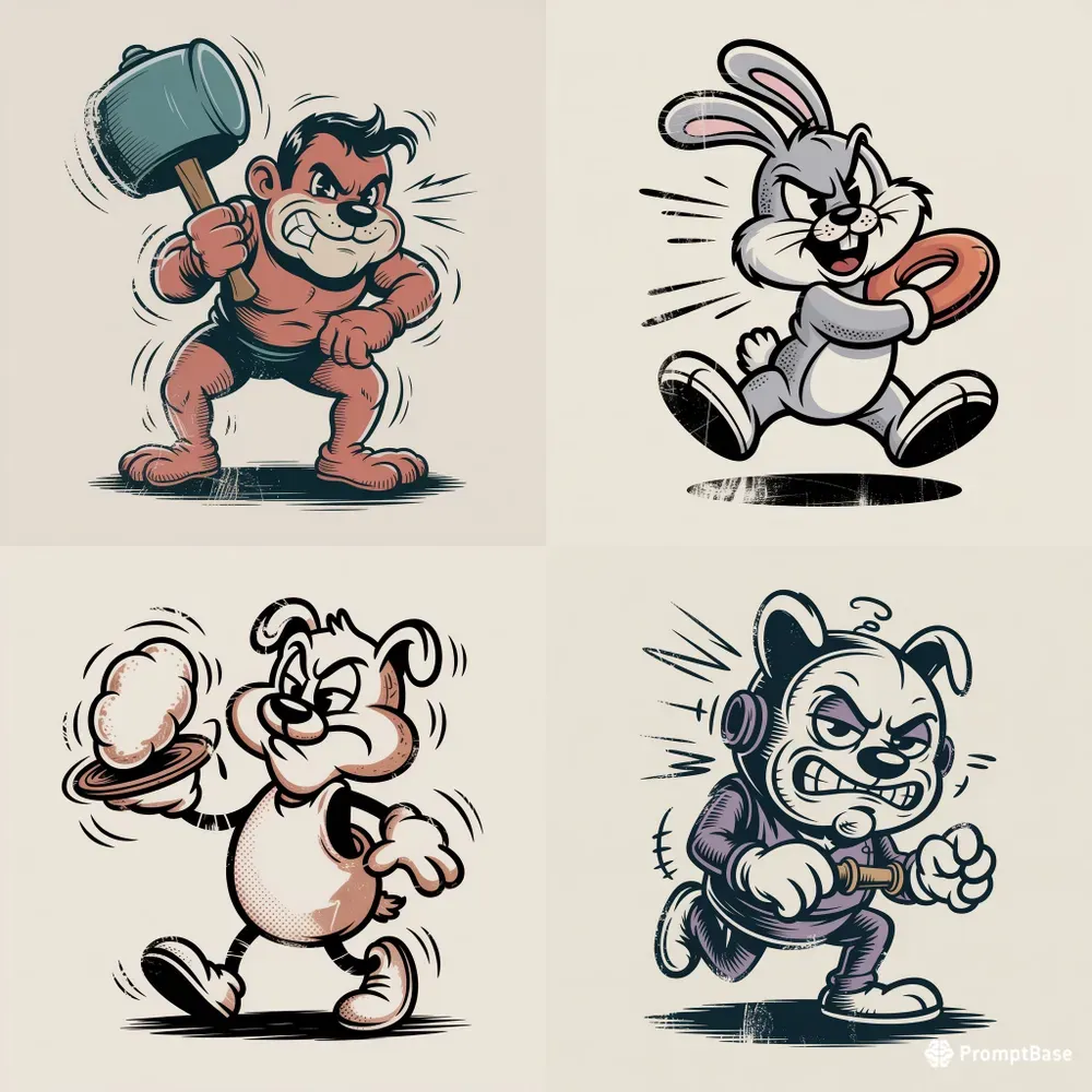 Retro Distressed Cartoon Mascot Vectors