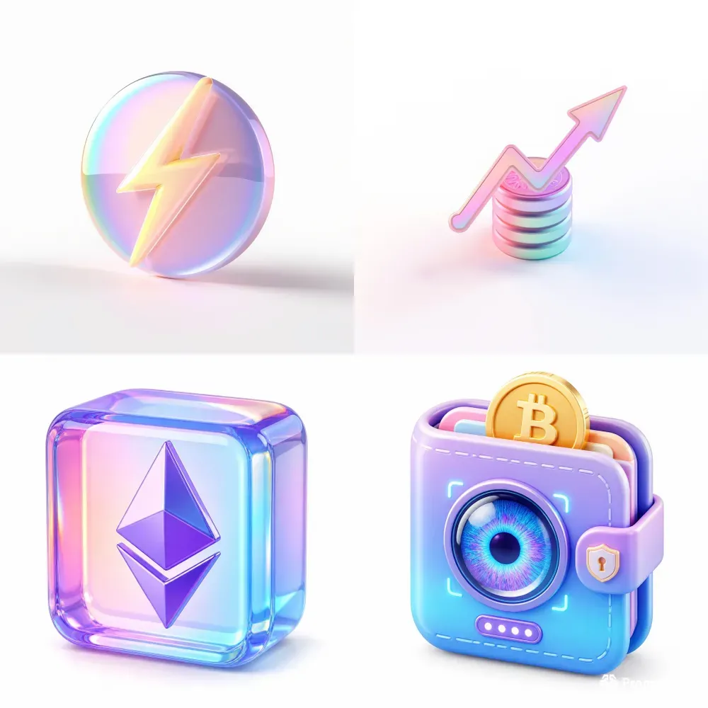 Modern Glossy 3D Crypto Finance Icons