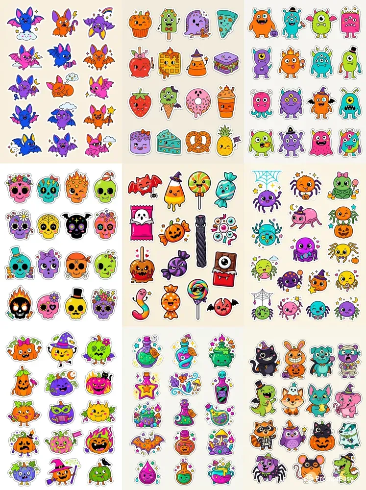 Weird Cute Halloween Sticker Sheets